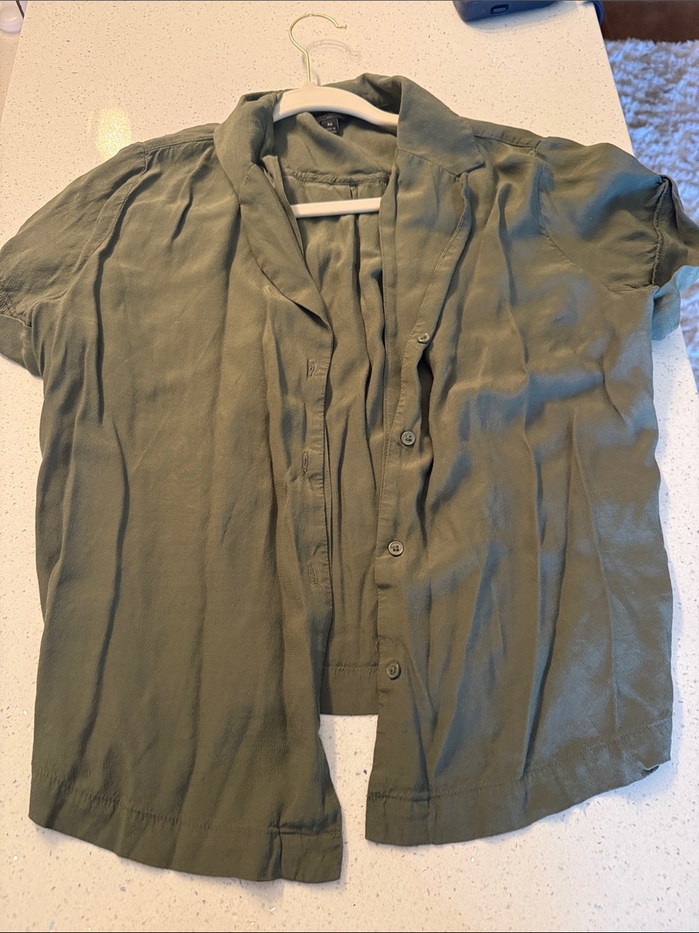 Banana Republic Olive Short Sleeve Button-Down Top